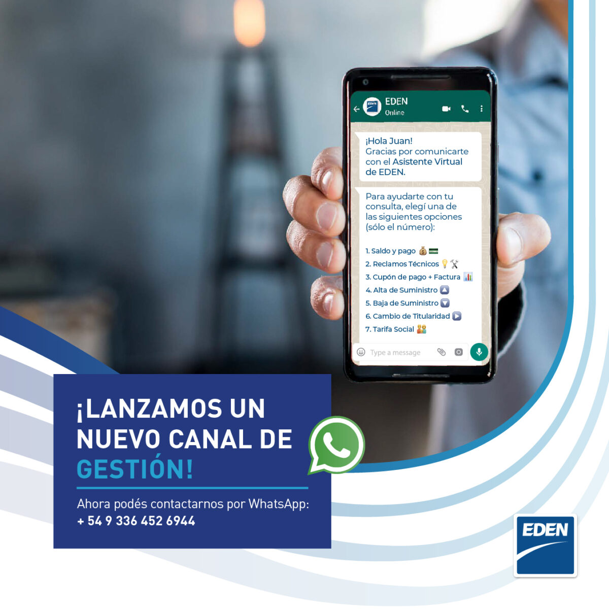 EDEN lanza WhatsApp como nuevo canal de gestión para los usuarios