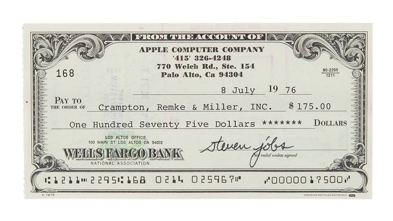 steve jobs cheque